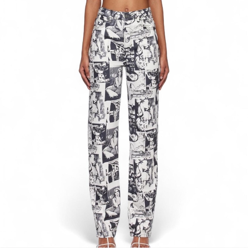 Reformation Womens Comic Graphic Cynthia High Rise Straight Long Jeans Size 24